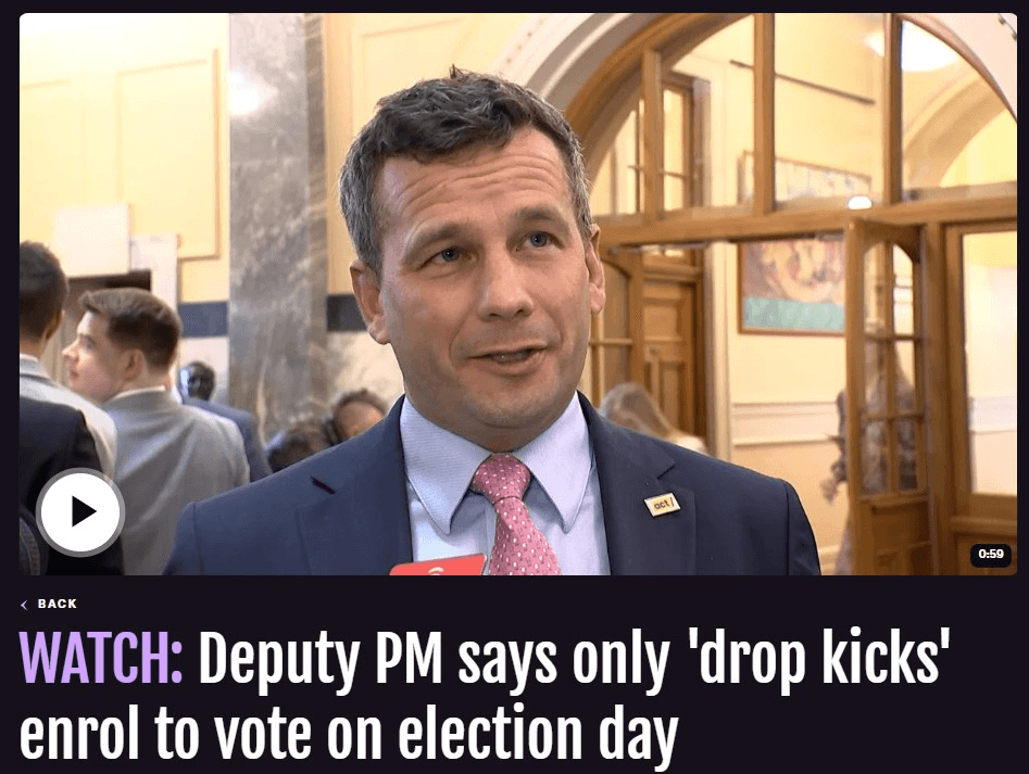 David Seymour saying only 'drop kicks' enrol to vote on election day