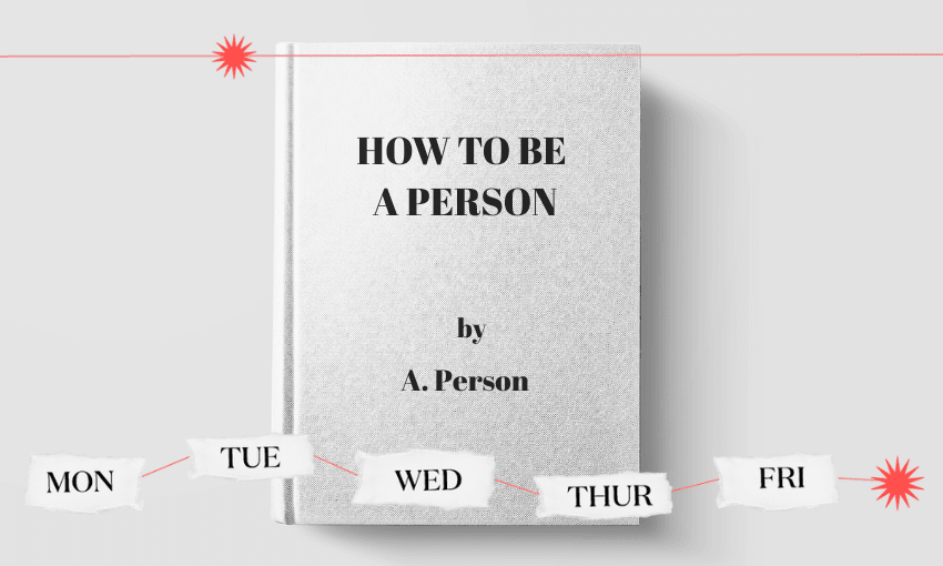 black and white image of a book cover with "How to be a person by A. Person" written on it