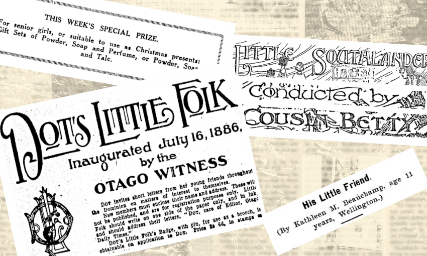 A collage of newspaper clippings of children's book pages.