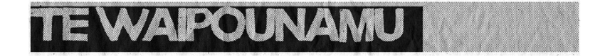 Newsprint text saying Te Waipounamu