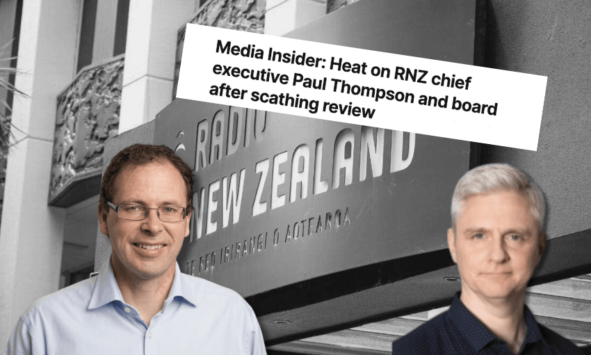 RNZ CEO Paul Thompson (left) and report author Richard Sutherland 
