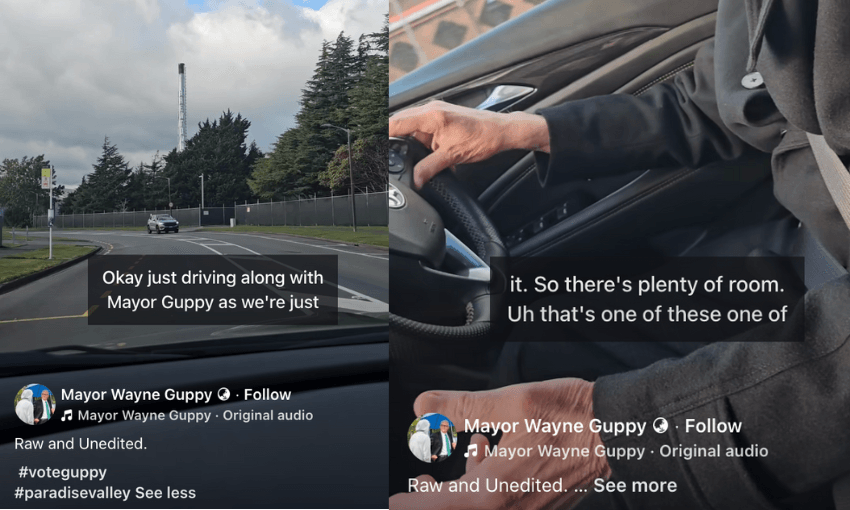 two screenshots of a video posted to Wayne Guppy's facebook page with the caption "raw and Unedited"