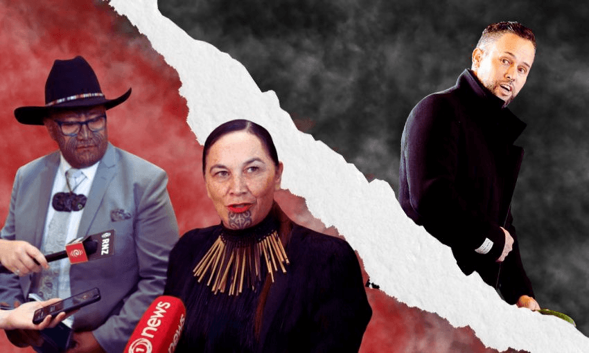 Te Pāti Māori co-leaders Rawiri Waititi and Debbie Ngarewa-Packer, left, and MP Tākuta Ferris. (Photos: Hagen Hopkins /Getty Images/ Public Domain) 
