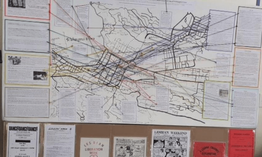 A map of Wellington highlighting areas of importance to the lesbian rights movement.