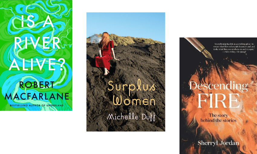 Three book covers descending.