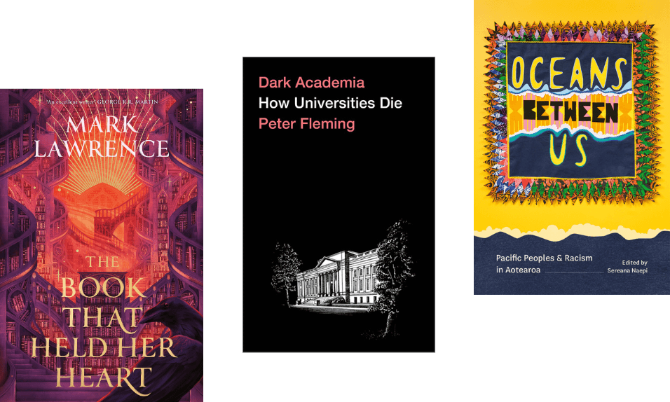 Three book covers ascending. 