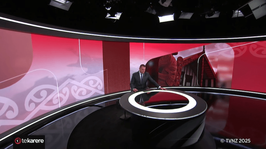 Scotty Morrison sits at the Te Karere news desk