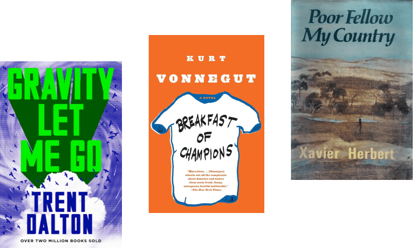 Three book covers ascending. 