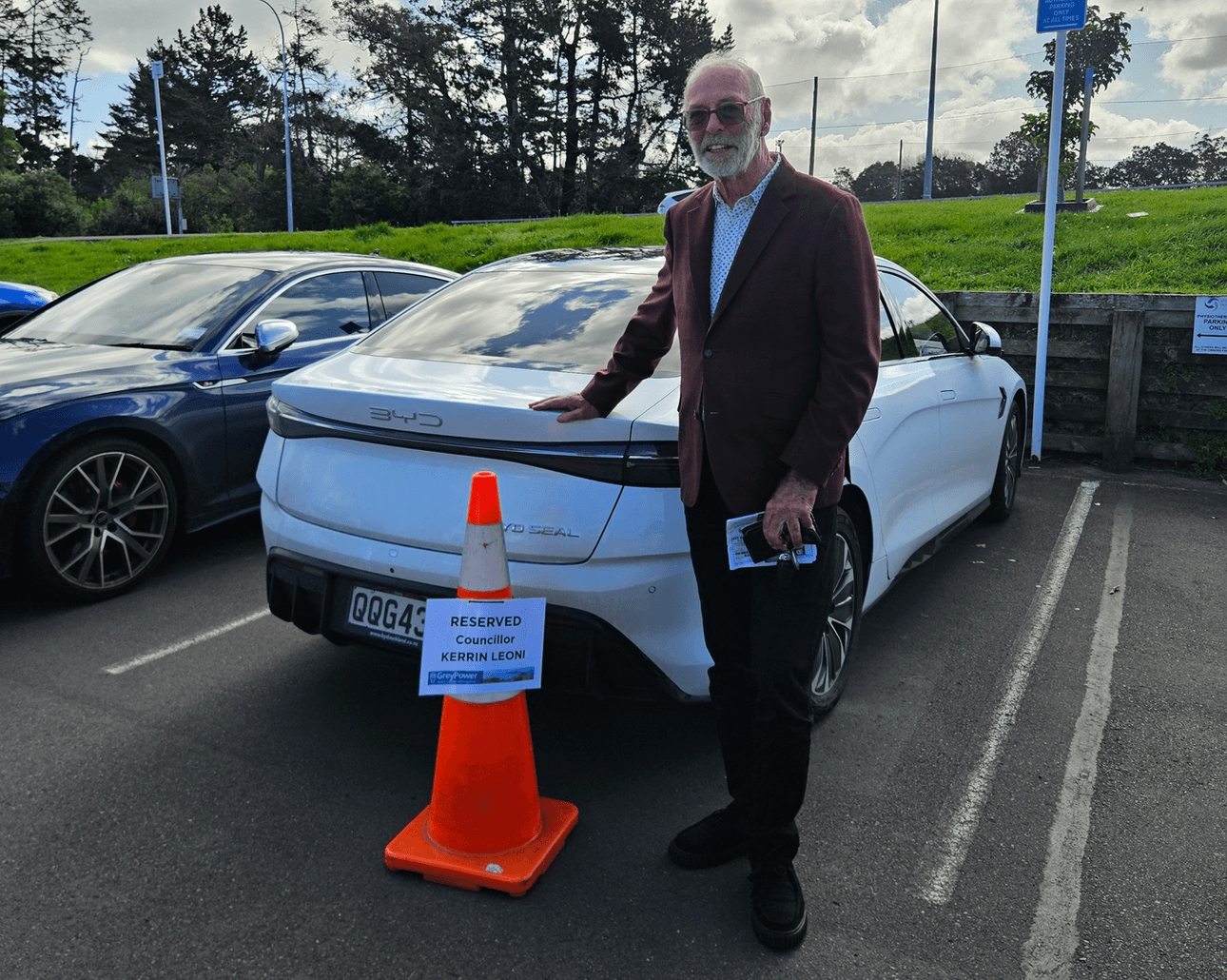 Wayne Brown with Kerrin Leoni's road cone.