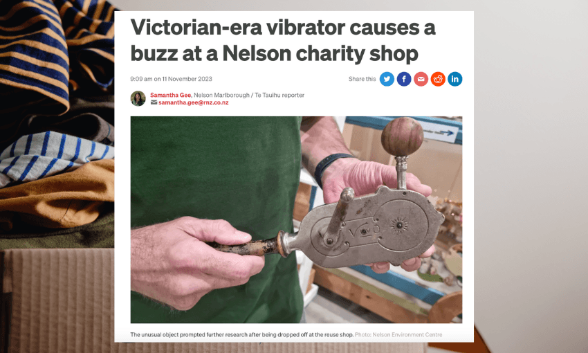 A screenshot of a news article about a Victorian era vibrator