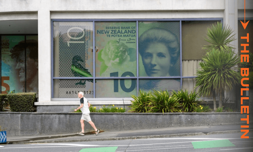 Edmund Hillary and Kate Sheppard gaze out the Reserve Bank building windows in Wellington. (Photo: Mark Coote/Bloomberg via Getty Images) 
