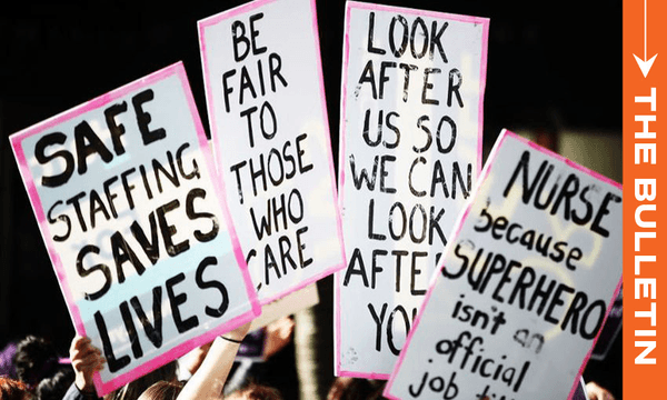 Nurses protest on Queen Street, Auckland, on July 12, 2018. (Photo: Hannah Peters/Getty Images) 
