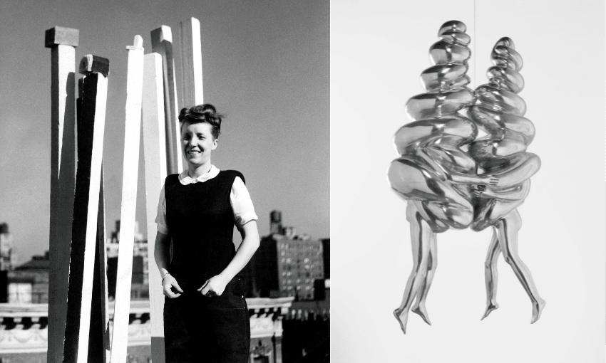 Louise Bourgeois and one of her works (Image credits below)  
