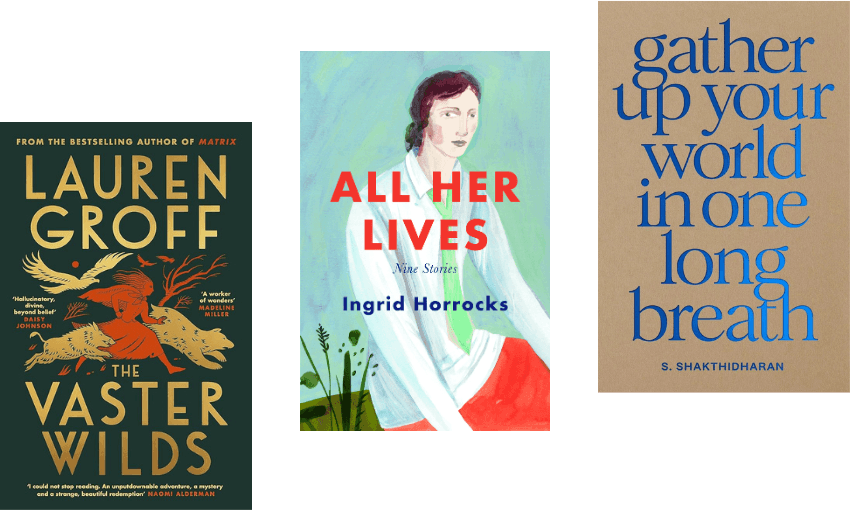 Three book covers staggered upwards in the frame.