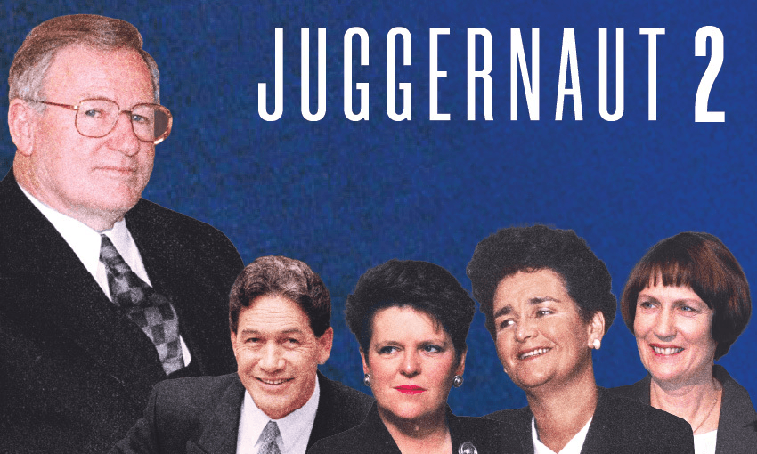 L-R: Jim Bolger, Winston Peters, Jenny Shipley, Ruth Richardson and Helen Clark 
