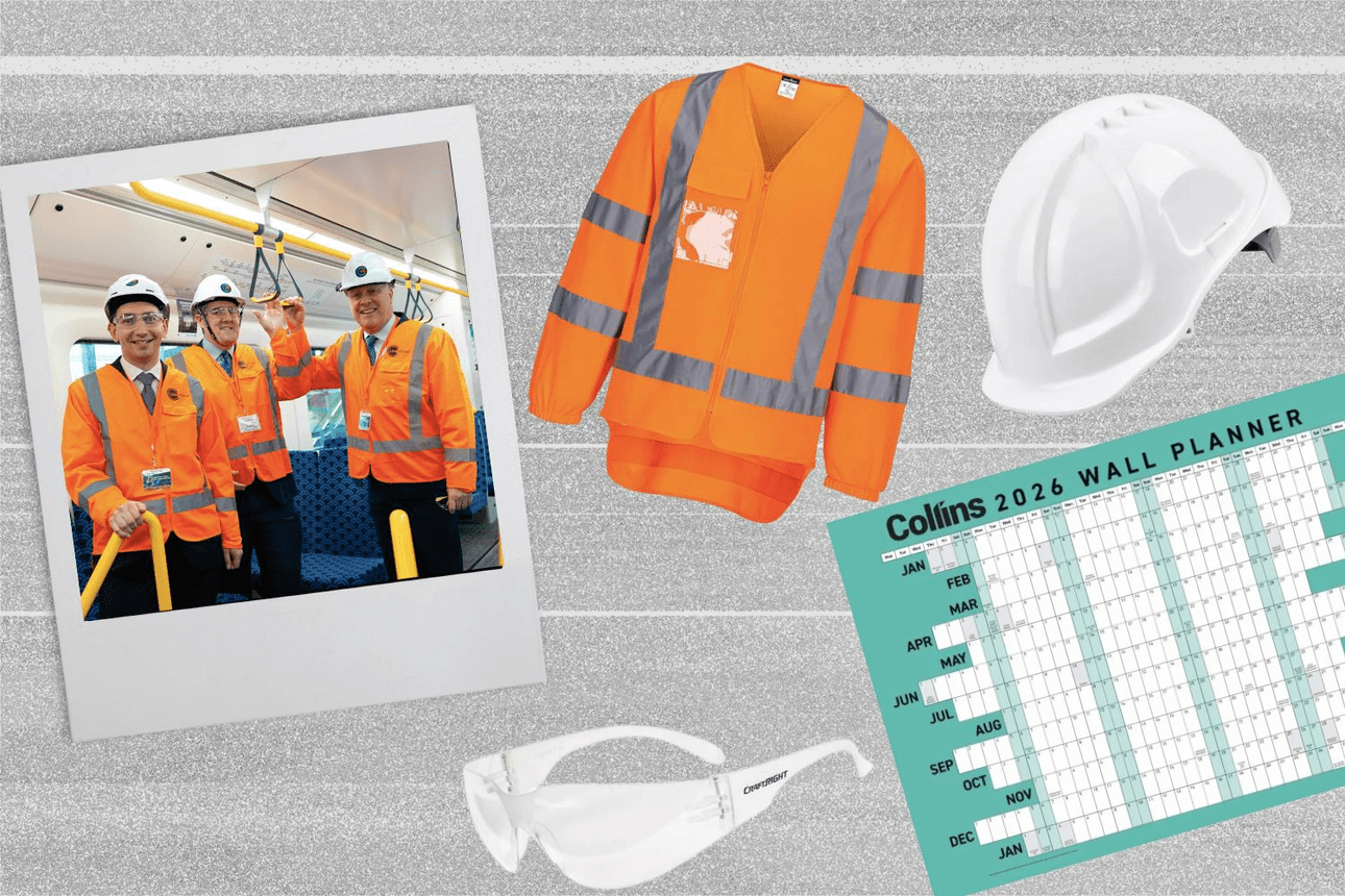 Simeon Brown, Chris Bishop and Christopher Luxon in high-vis