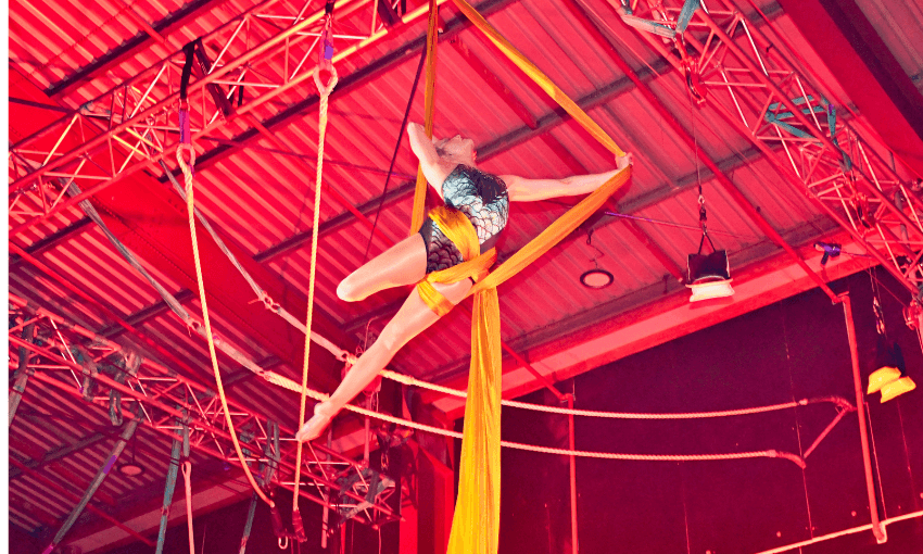 Twirling, twirling, twirling at Circus Hub’s 20th anniversary showcase.  
