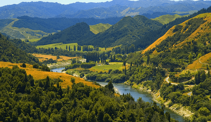 An aerial image of Whanganui National Park. 