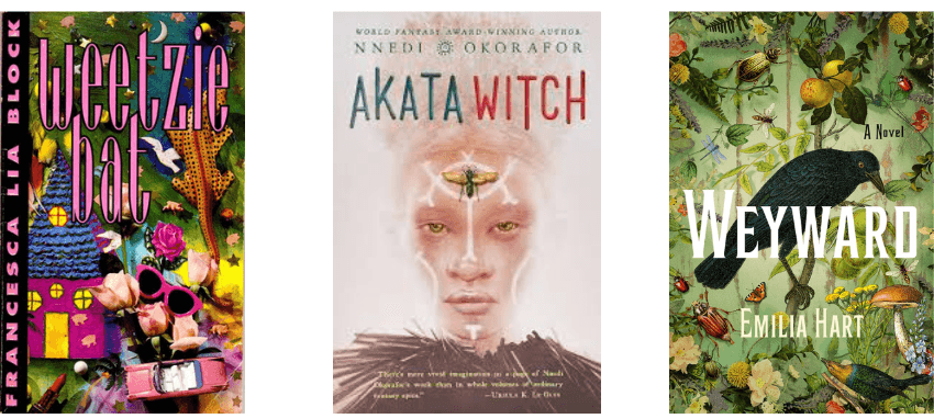 Three book covers, evenly spaced in a row.