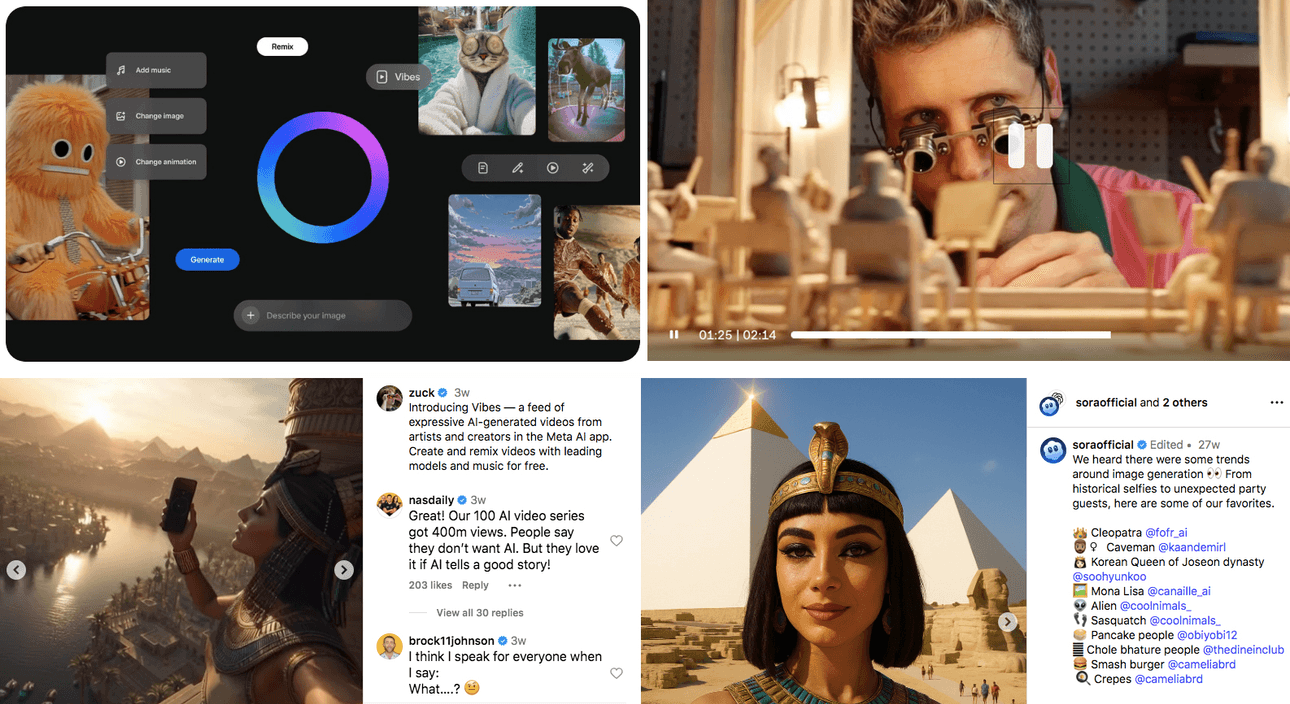 Vibes and Sora, the AI content apps from Meta and Chat GPT