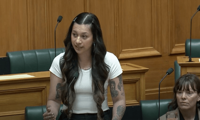 Tamatha Paul stands in the House to speak, with Julie Anne Genter sitting beside her.