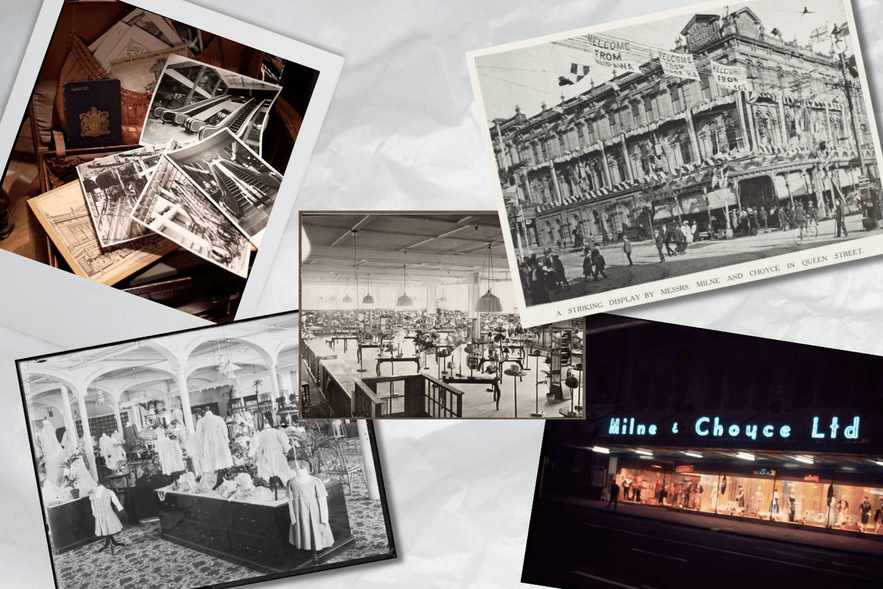 Smith & Caughey's, Milne & Choyce and John Smith department stores, all now closed.