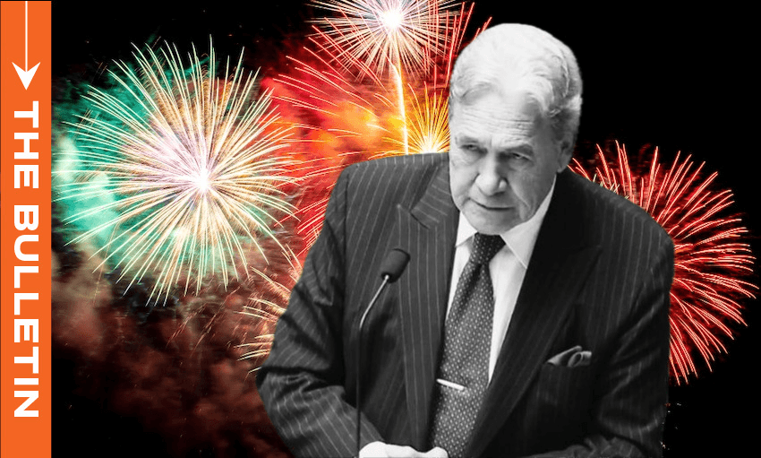 NZ First leader Winston Peters is backing a members bill banning the sale, manufacture and importation of fireworks for private use. (Image: Getty Images / The Spinoff) 
