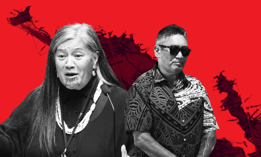 Mariameno Kapa-KIngi and Hone Harawira. (Images: Supplied). Additional design: The Spinoff).  
