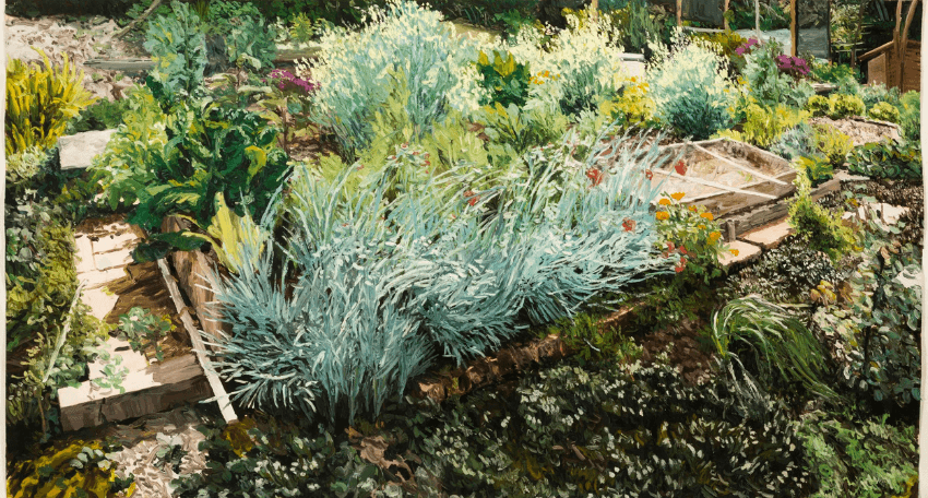 A painting of a garden planter box.