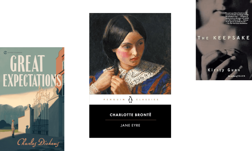 Three book covers ascending.