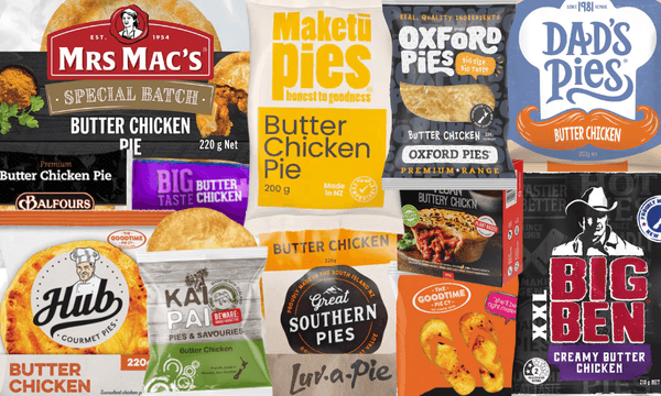 Almost every major supermarket pie brand now has a butter chicken option. Image: Joel MacManus 
