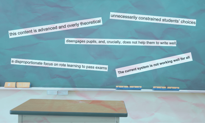 Lines from England’s recent curriculum review (Image: The Spinoff) 
