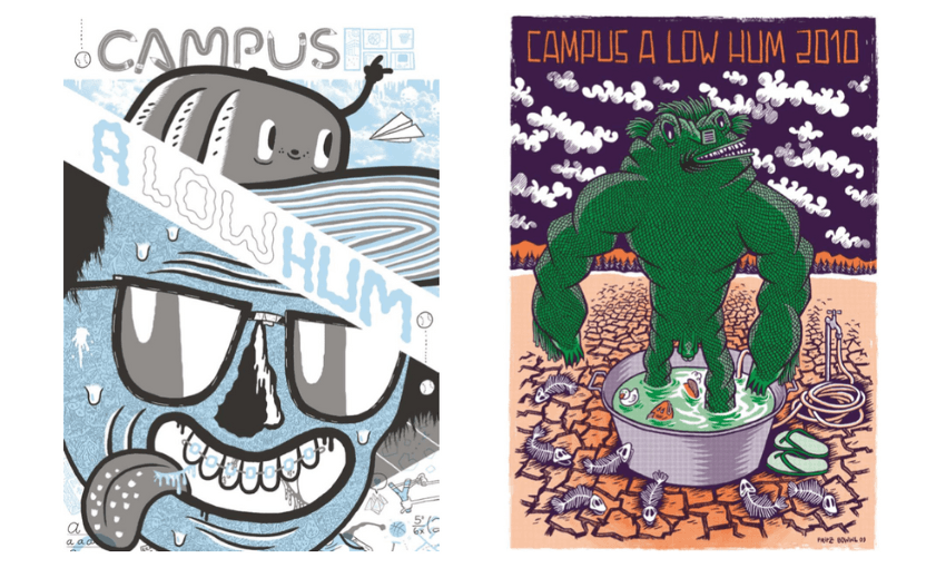 Two poster images for Camp A Low Hum 2010 side by side