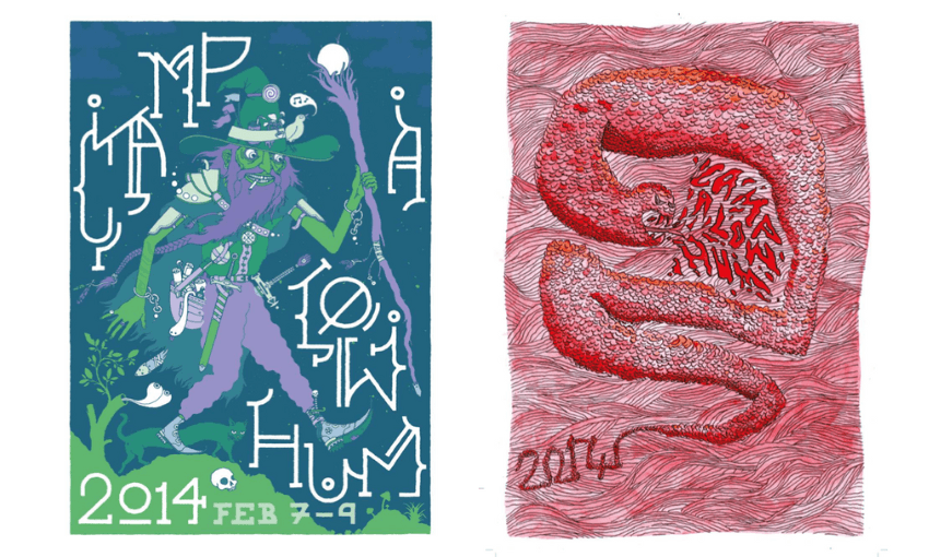 Two posters for Camp A Low Hum 2014 side by side