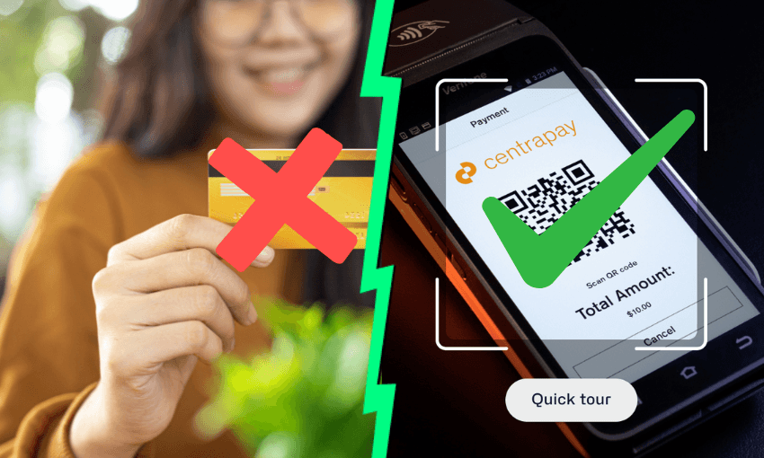 QR code payments are popular overseas. Will they take over in Aotearoa? (Image: The Spinoff/supplied)  
