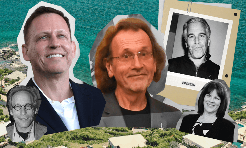 Lawrence Krauss, Peter Theil, Brian Boyd and Harlene Hayne are among the people with ties to New Zealand who feature in the Epstein files. Image: Tina Tiller.  
