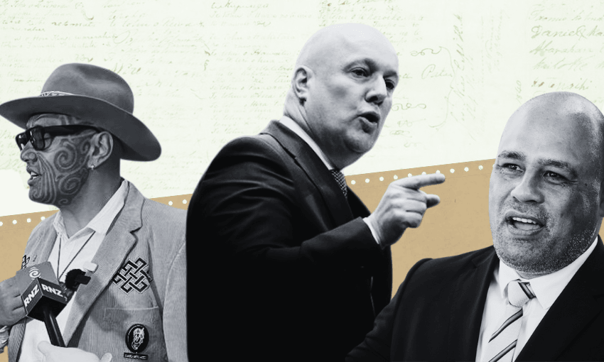 Rawiri Waititi, Christopher Luxon and Peeni Henare (Images: Getty/NZ Herald) 
