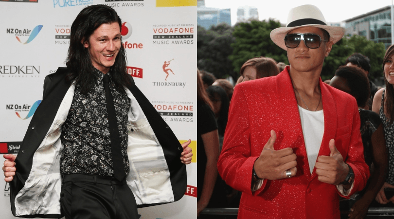 Two men posing for a picture.