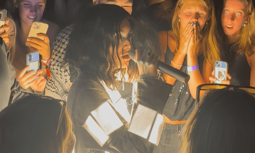 Lorde in the crowd at Wolfbrook Arena in Christchurch.  
