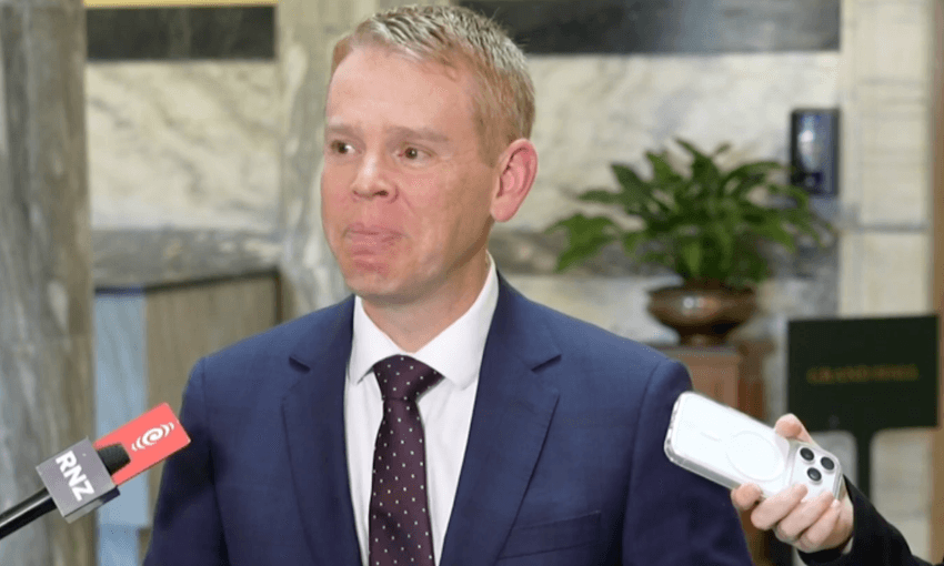 Chris Hipkins at press conference denying ex-wife's claims