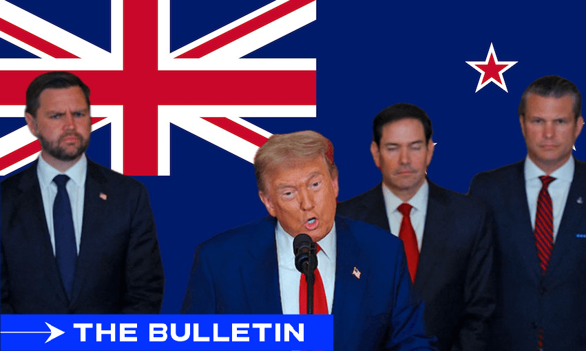 Vice president JD Vance, president Donald Trump, secretary of state Marco Rubio, and secretary of defence Pete Hegseth. (Image: CARLOS BARRIA/POOL/AFP via Getty Images/The Spinoff) 
