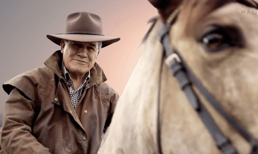 Winston Peters, pictured here in a rodeo, or a soap opera, or mustering cattle, who can say? 
