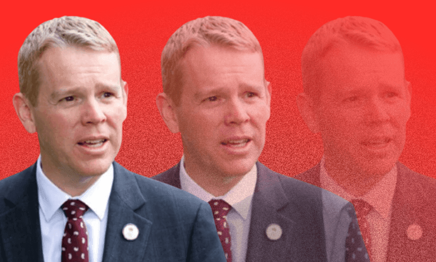 Chris Hipkins disappears (Graphic: The Spinoff0