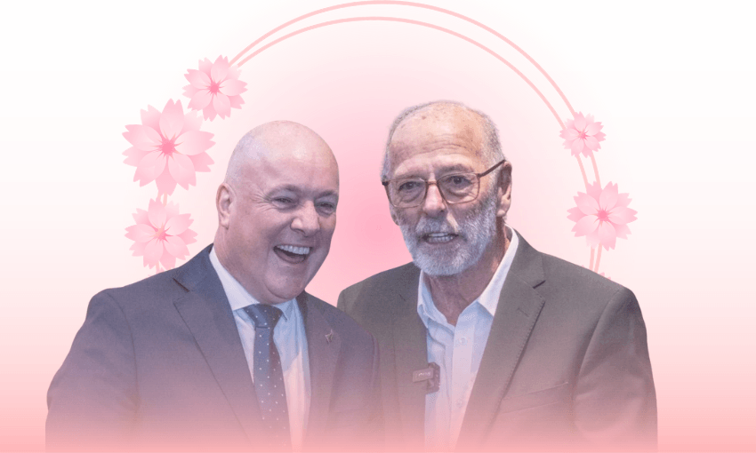 Prime minister Christopher Luxon and Auckland mayor Wayne Brown crossing the threshold together.