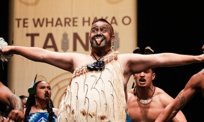 Che Wilson performs with Te Pae Kahurangi at the 2026 Tainui regional kapa haka competition. (Photo: Te Matatini Enterprises) 
