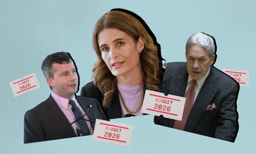 Nicola Willis had words for coalition pals David Seymour and Winston Peters in unveiling the budget. Design: Tina Tiller