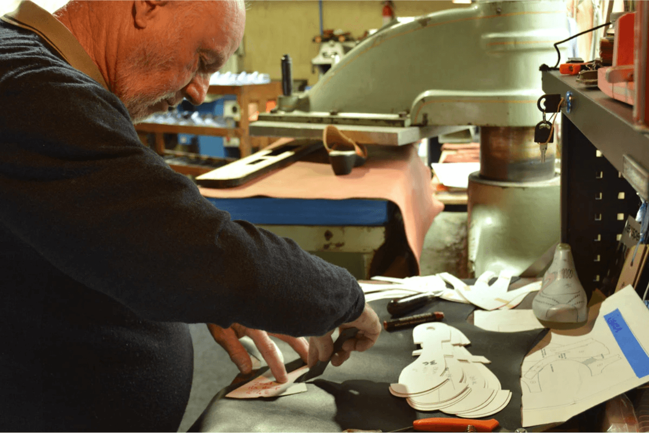 Shoemaker Paul Clough in his workshop