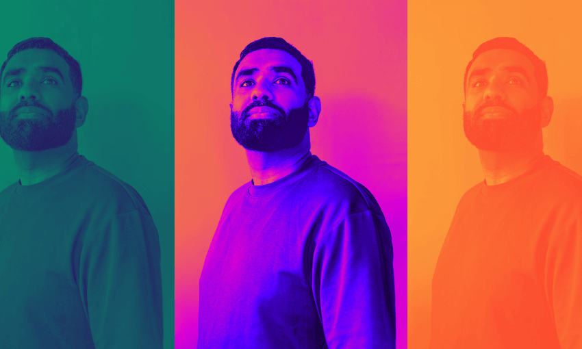 Pax Assadi in three different colour schemes in the style of Warhol.