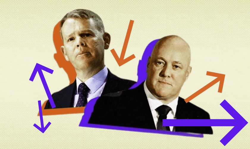 Chris Hipkins and Christopher Luxon are again seeking the ninth floor. (Image: Tina Tiller)