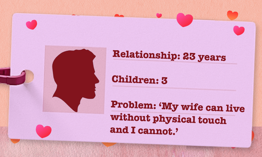 the pink 'love actually' template with a fake ID card showing a man in a 23-year relationship, with three kids and no physical touch